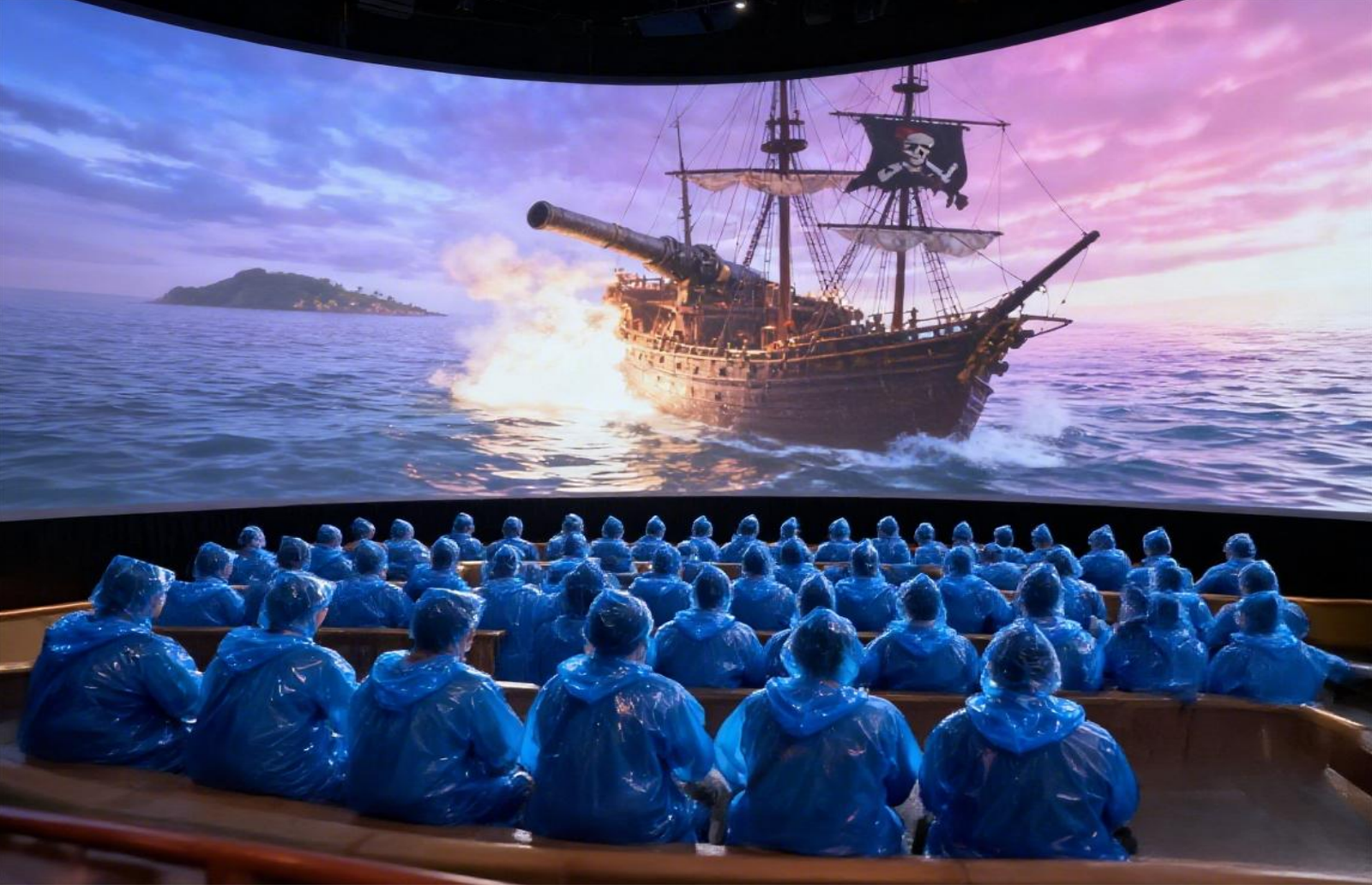 Jurassic 3D Ride Interior - Immersive Pirate Ship Environment