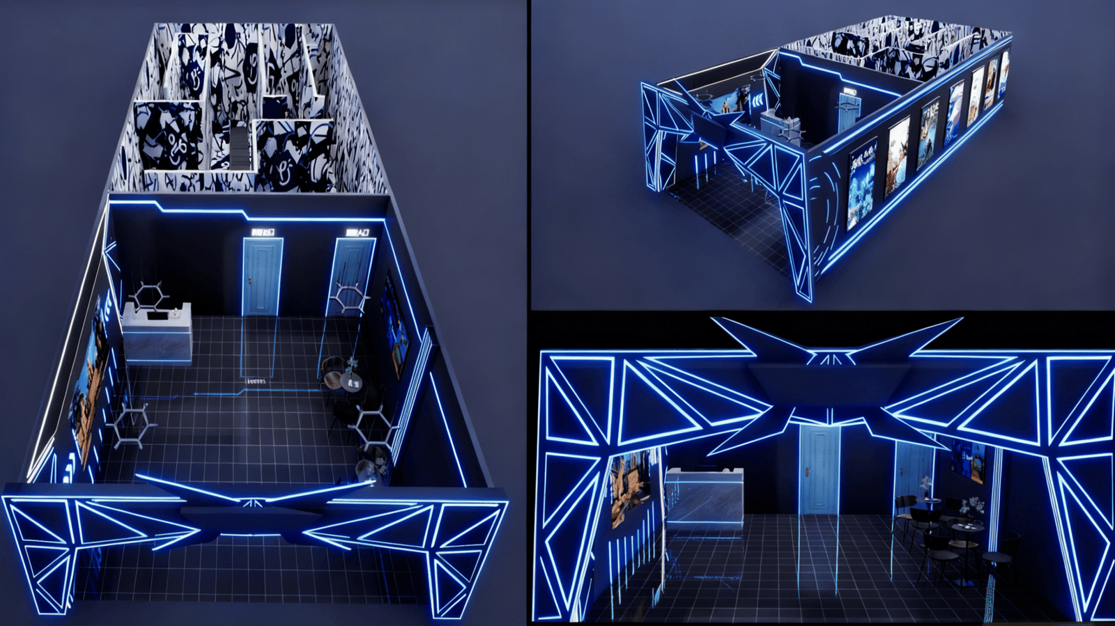 Metaverse Planet Zone overview showing multiple themed areas Metaverse Planet Zone overview showing multiple themed areas